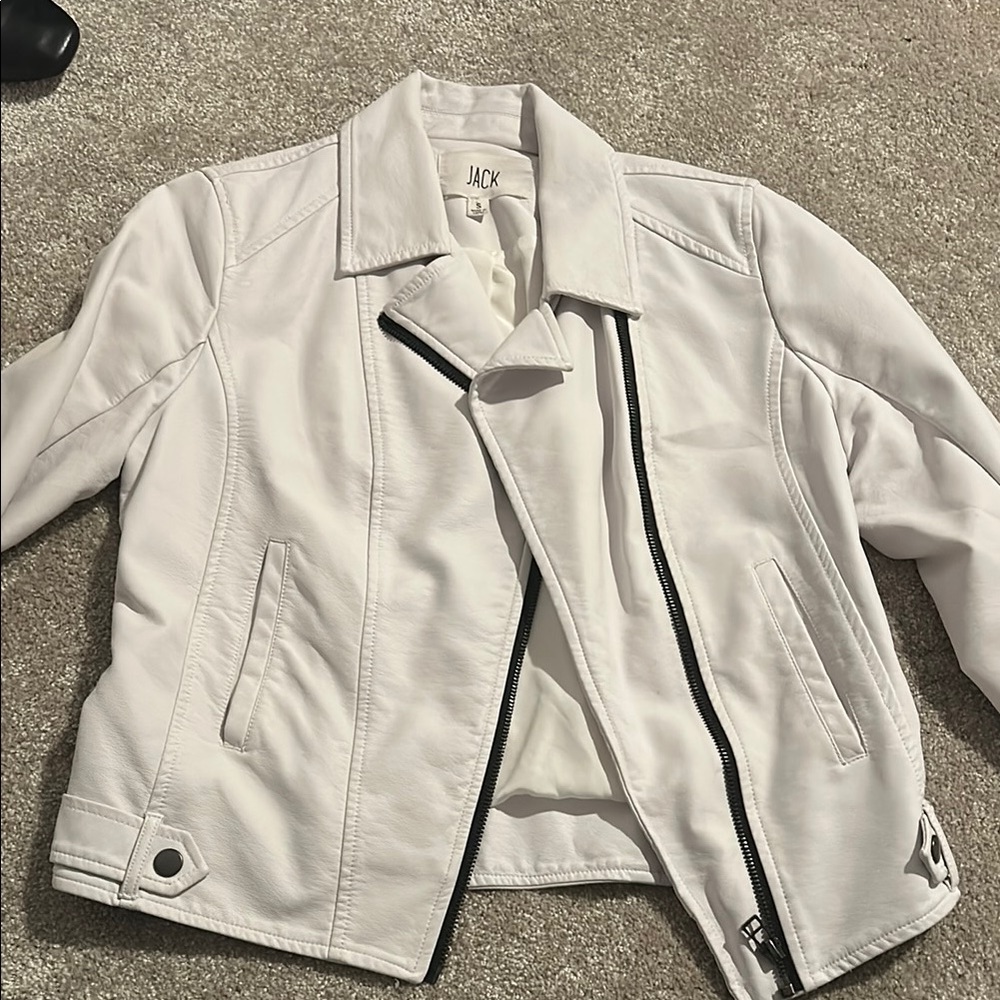 Jack by BB Dakota White Leather Moto Jacket